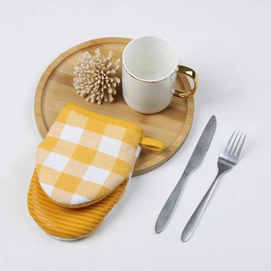 Food Network™ Turmeric Buffalo Check Mini Oven Mitt 4 Food Network™ Turmeric Buffalo Check Mini Oven Mitt - Image 2