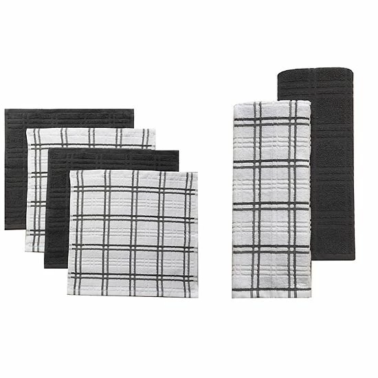 Food Network™ Plaid Kitchen Towel & Dishcloth Multi-Pack Khaki 6 Food Network™ Plaid Kitchen Towel & Dishcloth Multi-Pack Khaki - Image 4